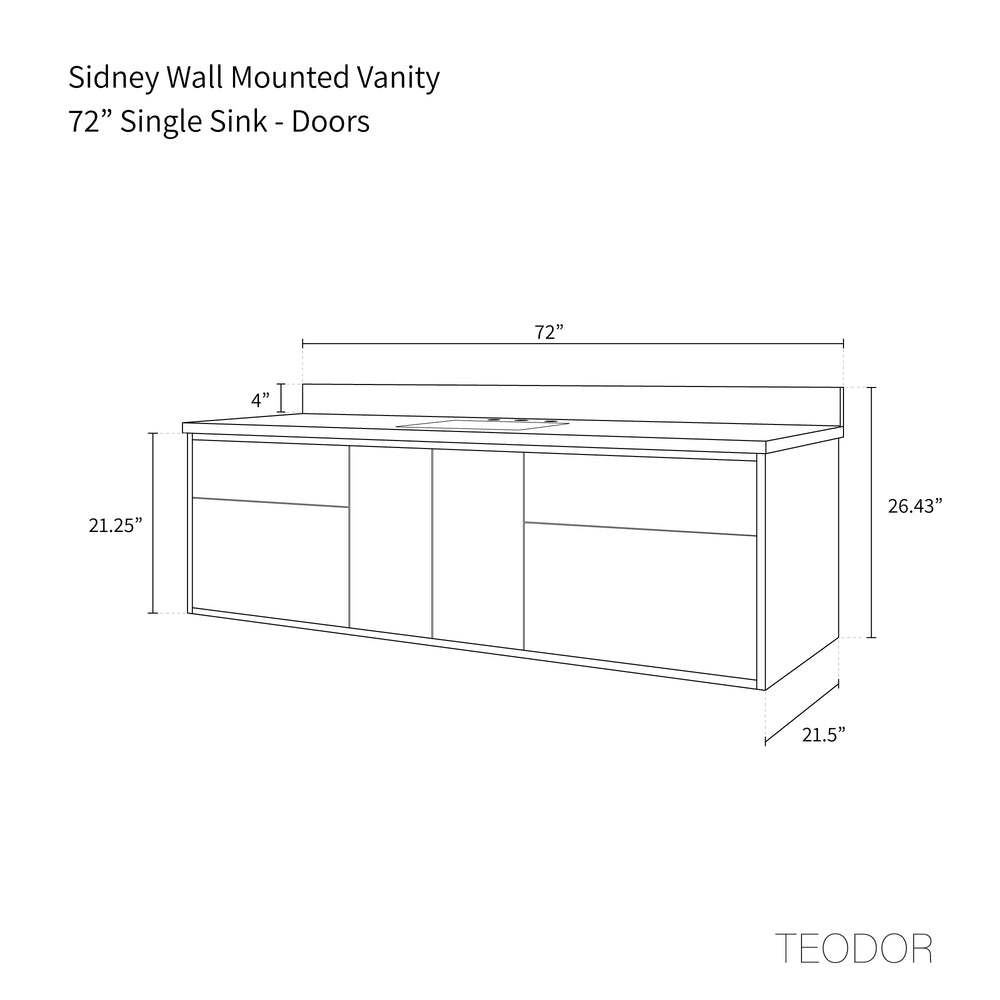 
                  
                    Sidney 72" Wall Mount Matte Black Bathroom Vanity - Teodor Vanities United States
                  
                