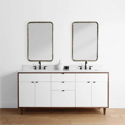 Sidney 72" Gloss White Bathroom Vanity, Double Sink