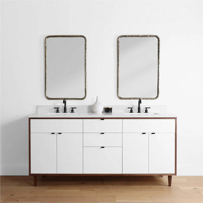 Sidney 72" Gloss White Bathroom Vanity, Double Sink - Teodor Vanities United States