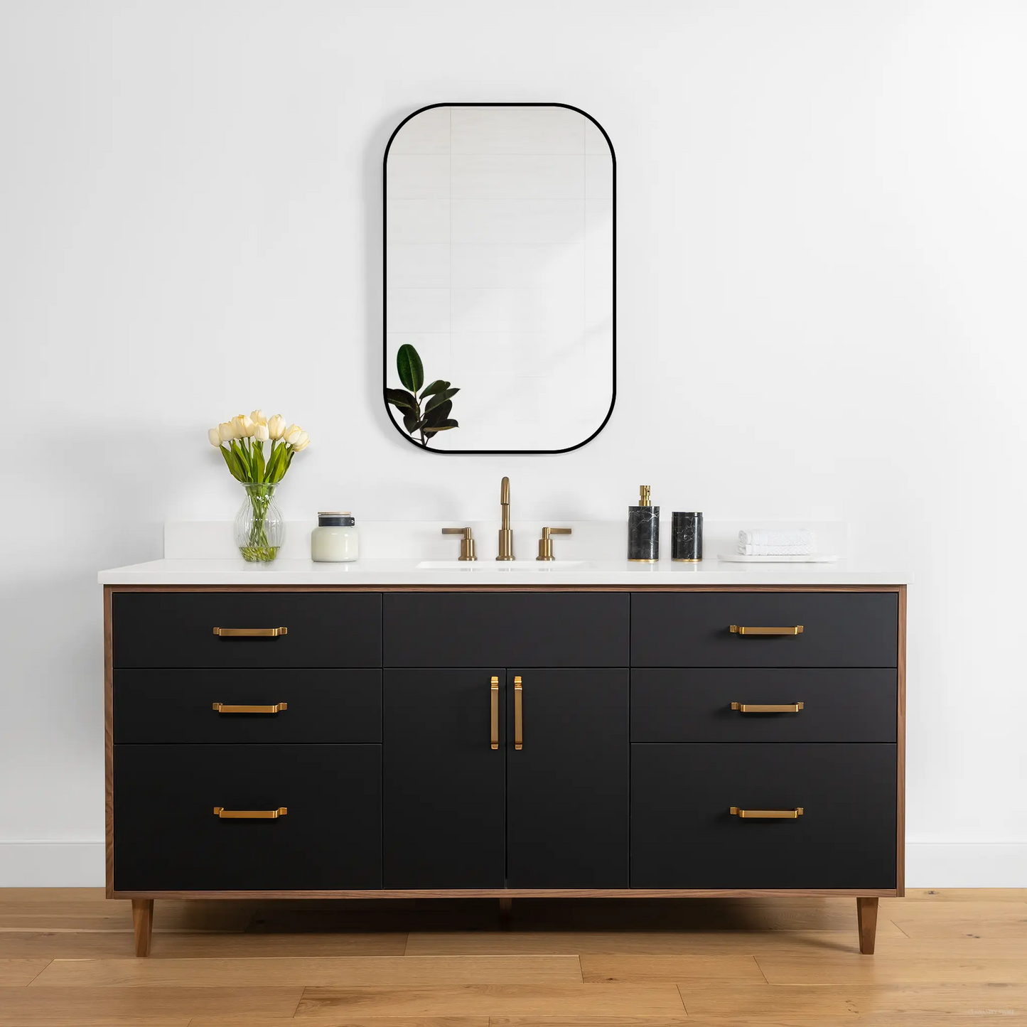 Sidney 72" Matte Black Bathroom Vanity - Teodor Vanities United States