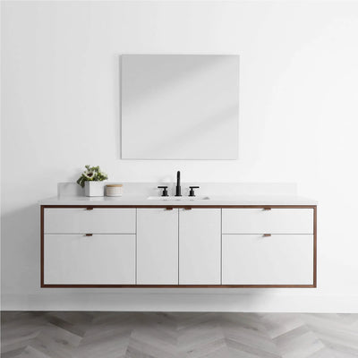 Sidney 72" Wall Mount Gloss White Bathroom Vanity - Teodor Vanities United States