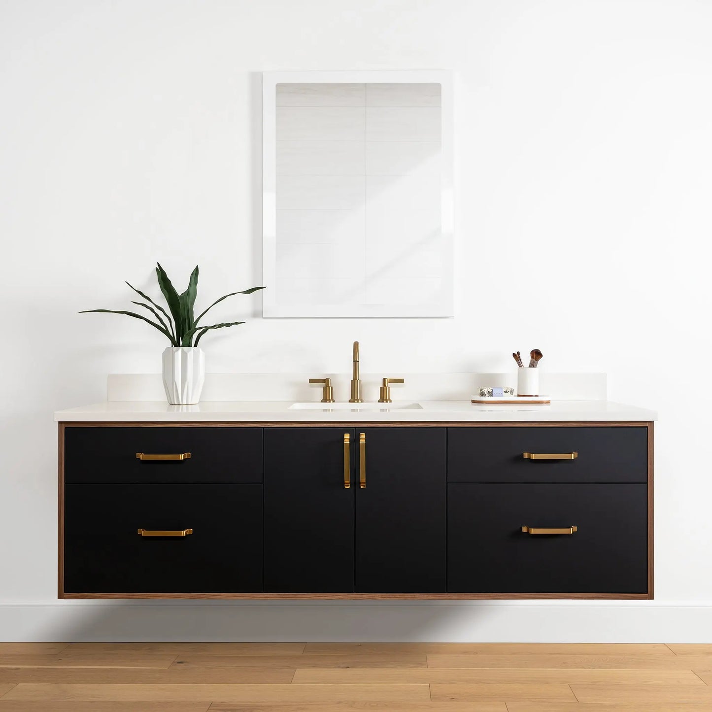 Sidney 72" Wall Mount Matte Black Bathroom Vanity - Teodor Vanities United States