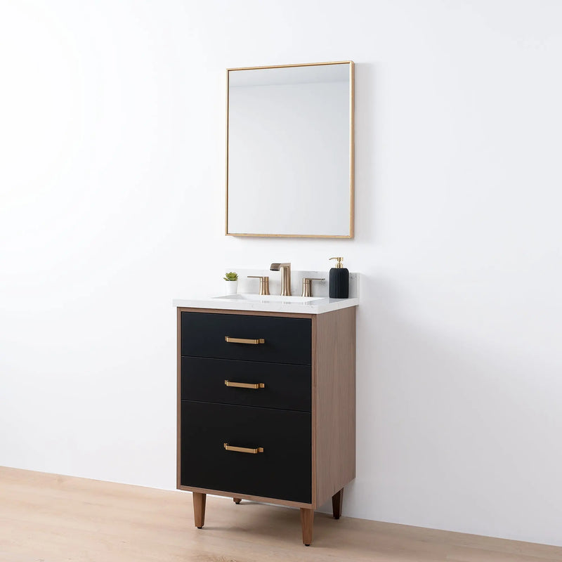 Sidney SLIM 24" Matte Black Bathroom Vanity - Teodor Vanities United States