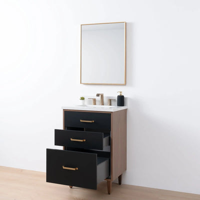 Sidney SLIM 24" Matte Black Bathroom Vanity