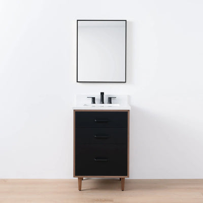 Sidney SLIM 24" Matte Black Bathroom Vanity - Teodor Vanities United States