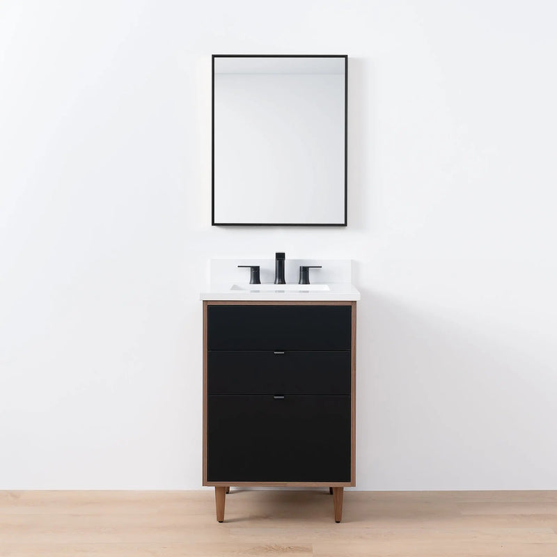 Sidney SLIM 24" Matte Black Bathroom Vanity - Teodor Vanities United States