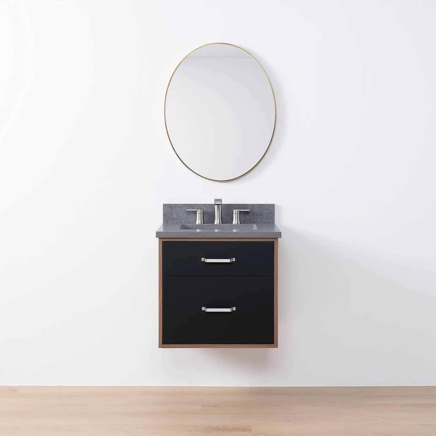 Sidney SLIM 24" Wall Mount Matte Black Bathroom Vanity - Teodor Vanities United States