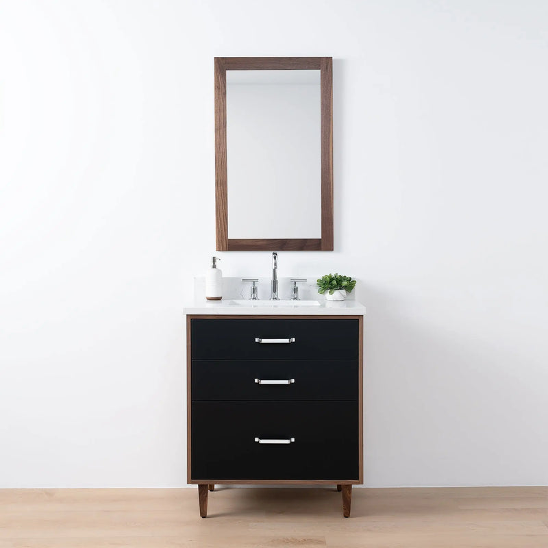 Sidney SLIM 30" Matte Black Bathroom Vanity