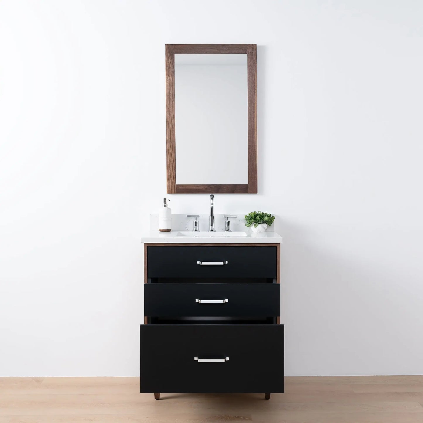 Sidney SLIM 30" Matte Black Bathroom Vanity - Teodor Vanities United States