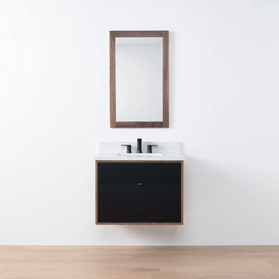 Sidney SLIM 30" Wall Mount Matte Black Bathroom Vanity - Teodor Vanities United States