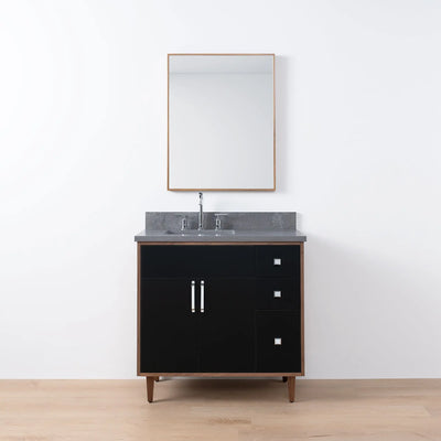 Sidney SLIM 36" Matte Black Bathroom Vanity, Left Sink - Teodor Vanities United States