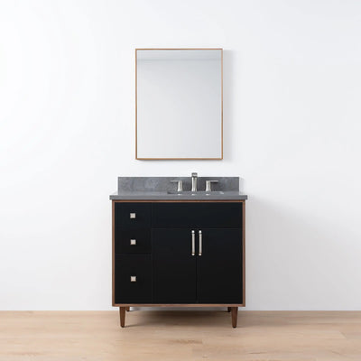 Sidney SLIM 36" Matte Black Bathroom Vanity, Right Sink - Teodor Vanities United States