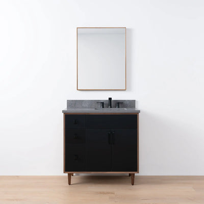 Sidney SLIM 36" Matte Black Bathroom Vanity, Right Sink - Teodor Vanities United States