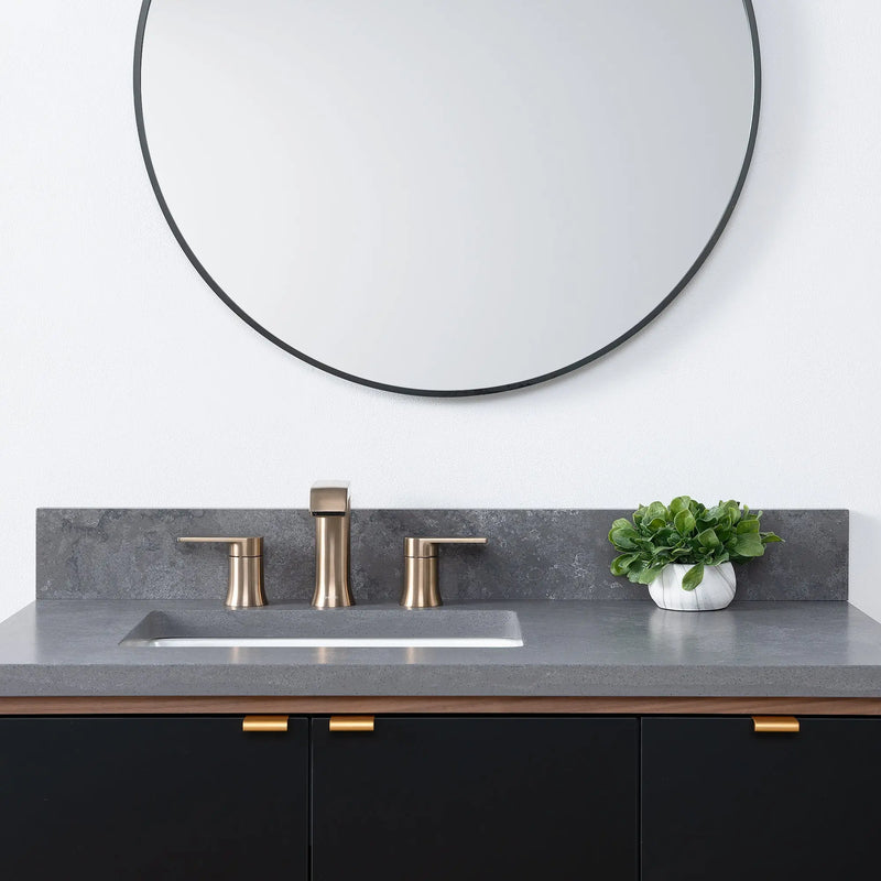 Sidney SLIM 36" Wall Mount Matte Black Bathroom Vanity, Left Sink - Teodor Vanities United States