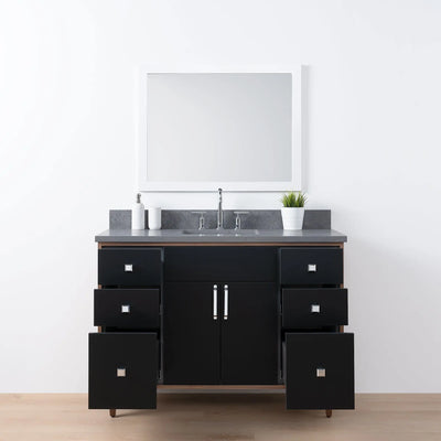 Sidney SLIM 48" Matte Black Bathroom Vanity - Teodor Vanities United States