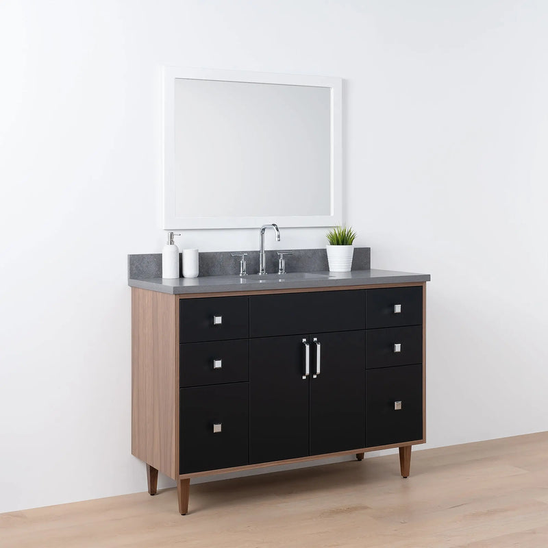 Sidney SLIM 48" Matte Black Bathroom Vanity - Teodor Vanities United States