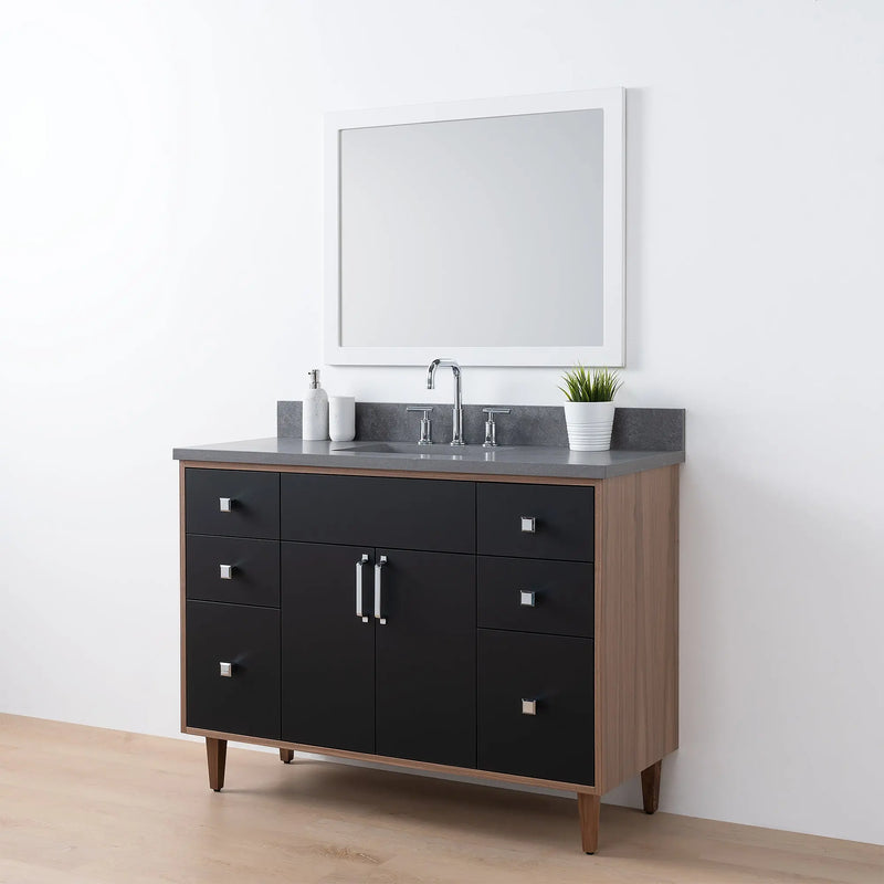 Sidney SLIM 48" Matte Black Bathroom Vanity - Teodor Vanities United States