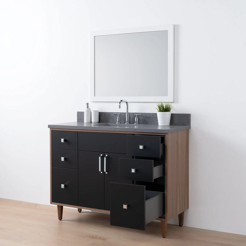 Sidney SLIM 48" Matte Black Bathroom Vanity - Teodor Vanities United States