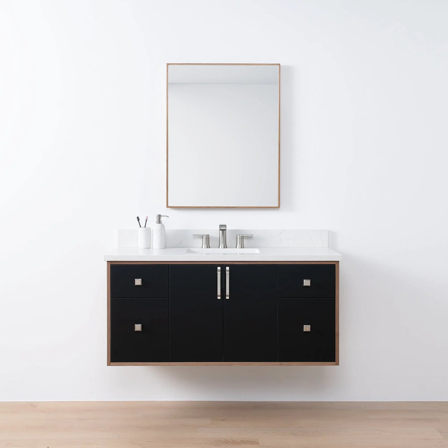 Sidney SLIM 48" Wall Mount Matte Black Bathroom Vanity - Teodor Vanities United States