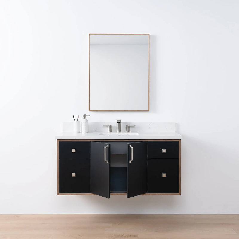 Sidney SLIM 48" Wall Mount Matte Black Bathroom Vanity - Teodor Vanities United States