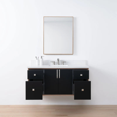 Sidney SLIM 48" Wall Mount Matte Black Bathroom Vanity - Teodor Vanities United States