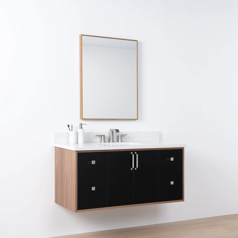 Sidney SLIM 48" Wall Mount Matte Black Bathroom Vanity - Teodor Vanities United States