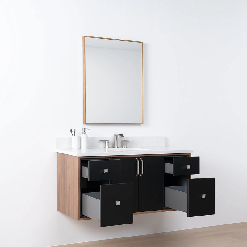 Sidney SLIM 48" Wall Mount Matte Black Bathroom Vanity - Teodor Vanities United States