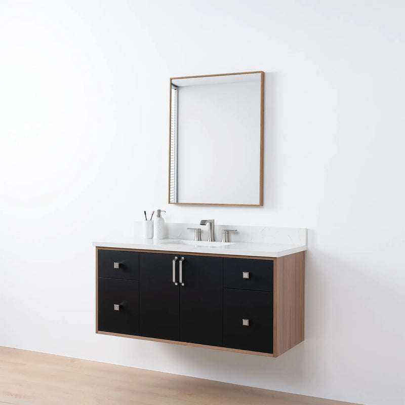 Sidney SLIM 48" Wall Mount Matte Black Bathroom Vanity - Teodor Vanities United States