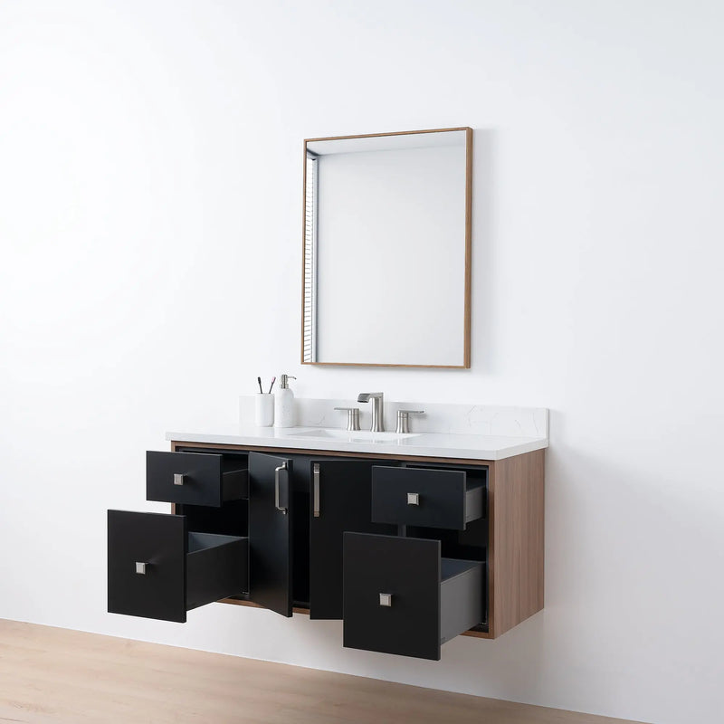 Sidney SLIM 48" Wall Mount Matte Black Bathroom Vanity - Teodor Vanities United States