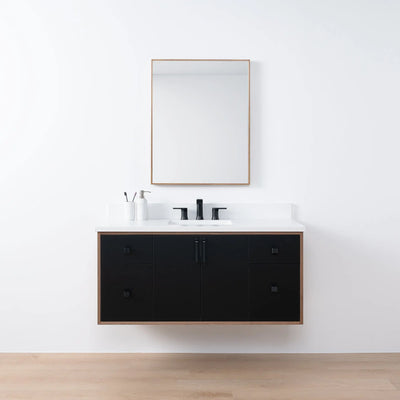 Sidney SLIM 48" Wall Mount Matte Black Bathroom Vanity - Teodor Vanities United States