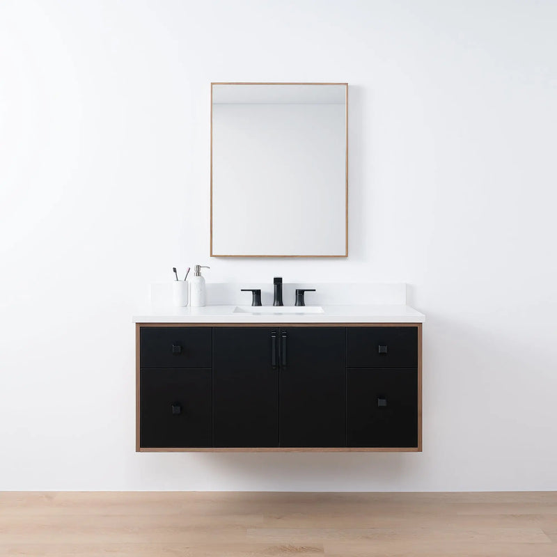 Sidney SLIM 48" Wall Mount Matte Black Bathroom Vanity - Teodor Vanities United States