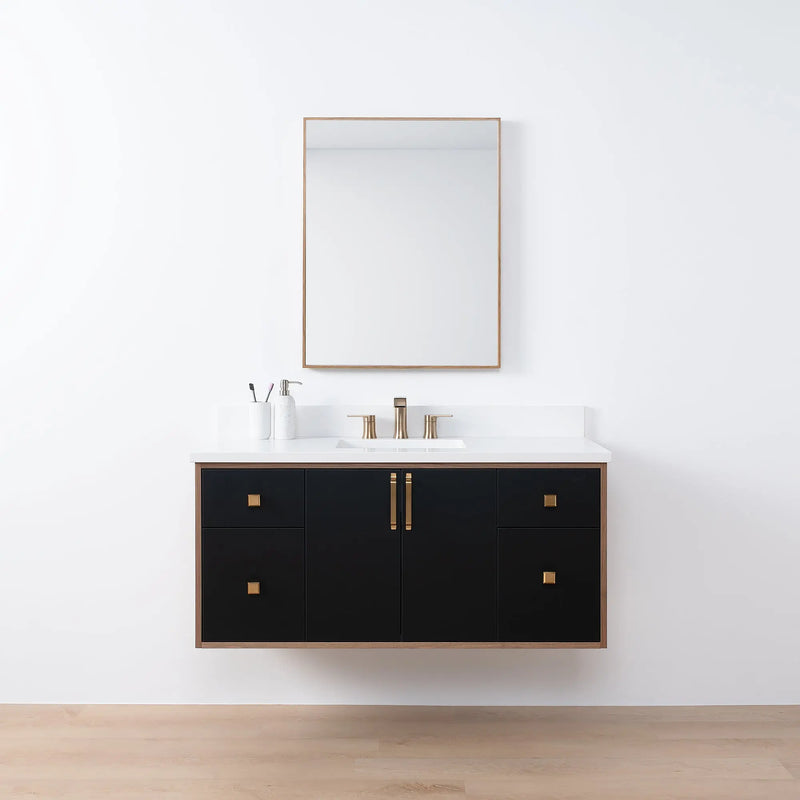 Sidney SLIM 48" Wall Mount Matte Black Bathroom Vanity - Teodor Vanities United States