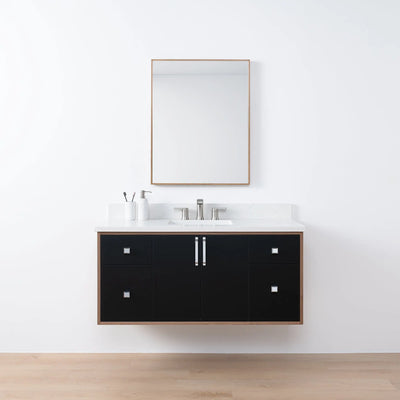 Sidney SLIM 48" Wall Mount Matte Black Bathroom Vanity - Teodor Vanities United States