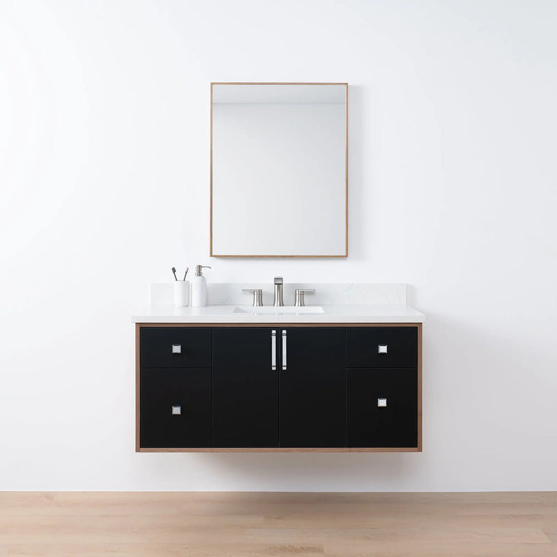 Sidney SLIM 48" Wall Mount Matte Black Bathroom Vanity - Teodor Vanities United States