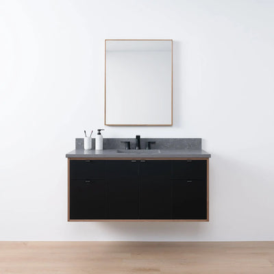 Sidney SLIM 48" Wall Mount Matte Black Bathroom Vanity - Teodor Vanities United States