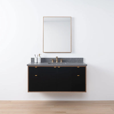 Sidney SLIM 48" Wall Mount Matte Black Bathroom Vanity - Teodor Vanities United States