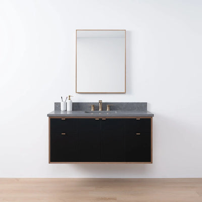 Sidney SLIM 48" Wall Mount Matte Black Bathroom Vanity - Teodor Vanities United States