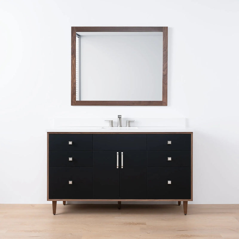 Sidney SLIM 60" Matte Black Bathroom Vanity - Teodor Vanities United States