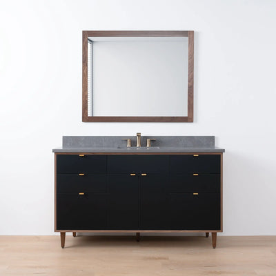 Sidney SLIM 60" Matte Black Bathroom Vanity - Teodor Vanities United States