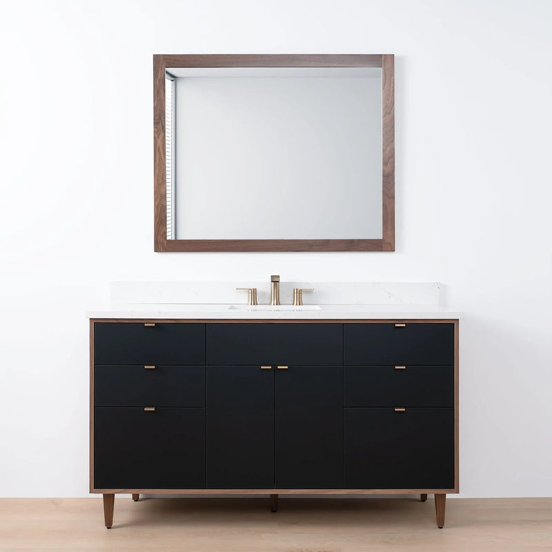 Sidney SLIM 60" Matte Black Bathroom Vanity - Teodor Vanities United States