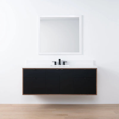 Sidney SLIM 60" Wall Mount Matte Black Bathroom Vanity - Teodor Vanities United States