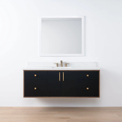 Sidney SLIM 60" Wall Mount Matte Black Bathroom Vanity - Teodor Vanities United States