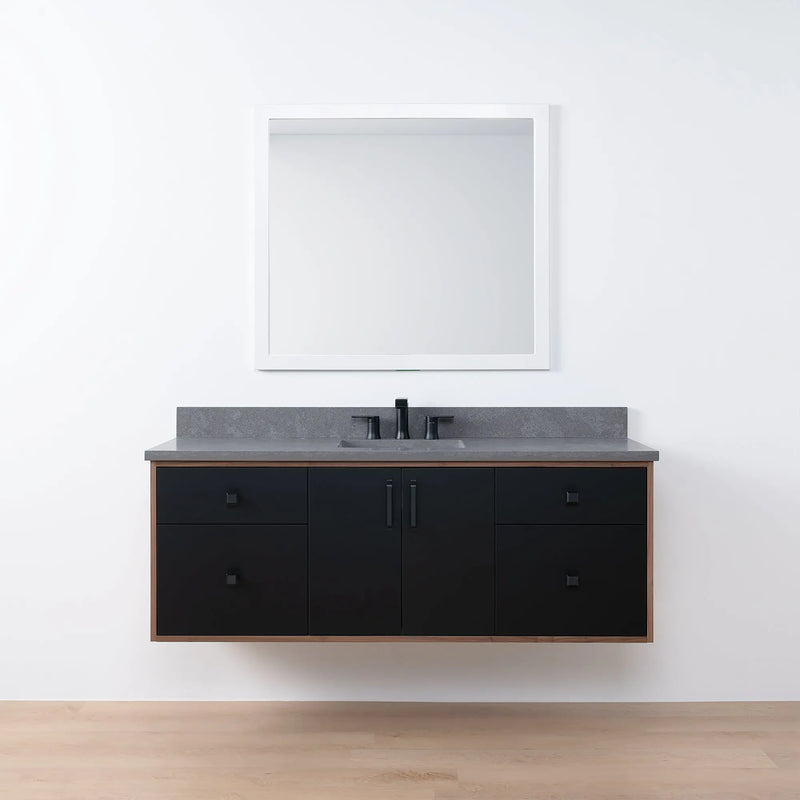 Sidney SLIM 60" Wall Mount Matte Black Bathroom Vanity - Teodor Vanities United States