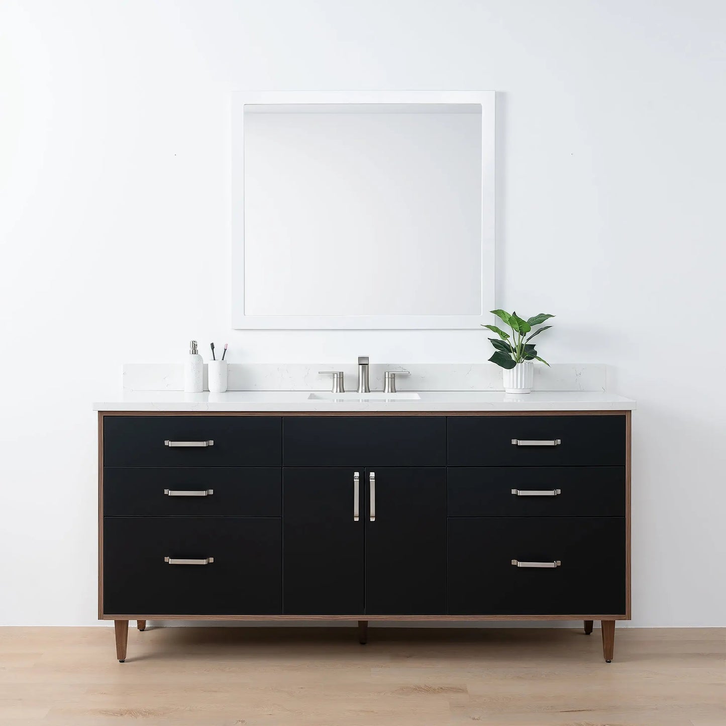 Sidney SLIM 72" Matte Black Bathroom Vanity