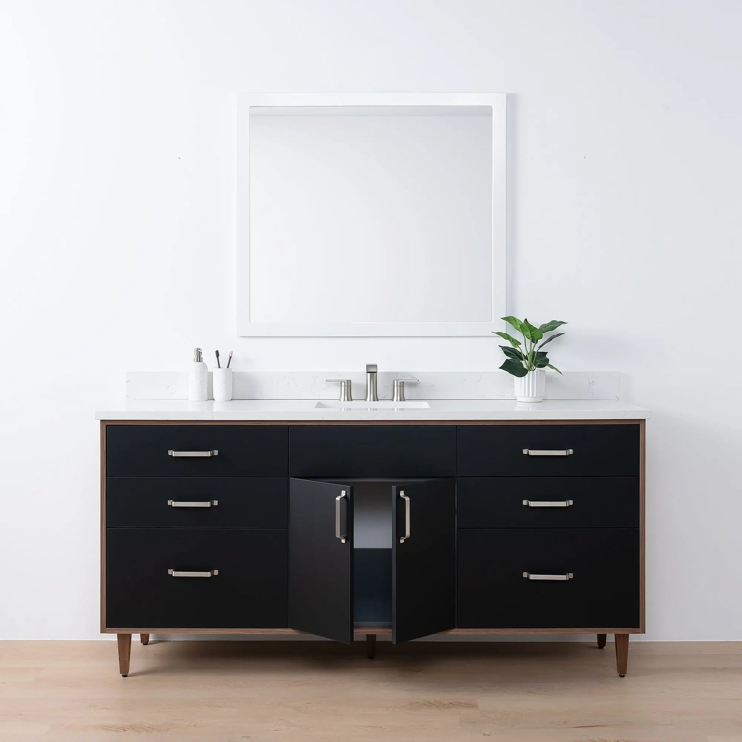 Sidney SLIM 72" Matte Black Bathroom Vanity