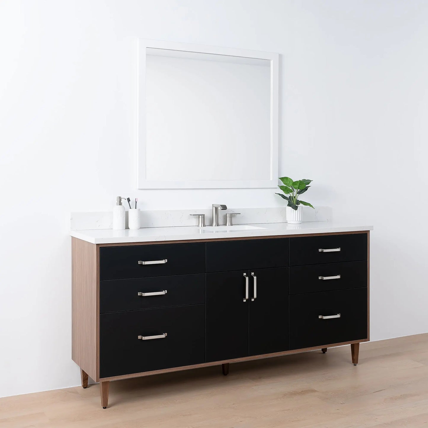 Sidney SLIM 72" Matte Black Bathroom Vanity