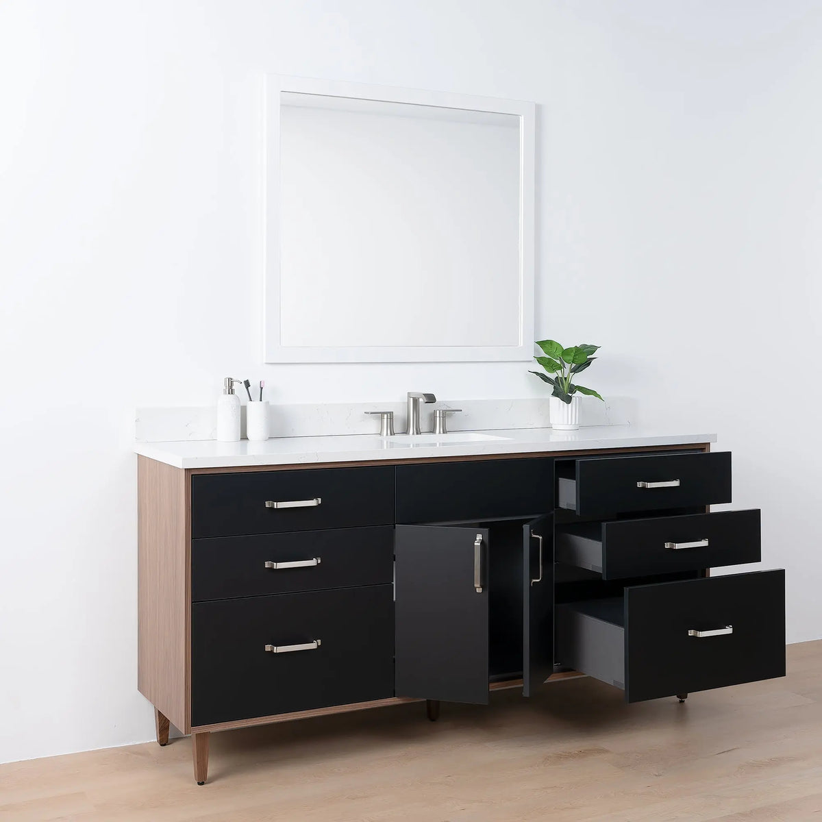 Sidney SLIM 72" Matte Black Bathroom Vanity - Teodor Vanities United