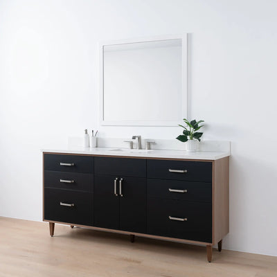 Sidney SLIM 72" Matte Black Bathroom Vanity - Teodor Vanities United States