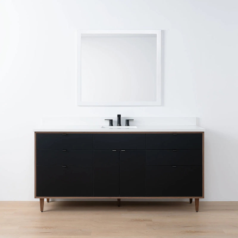 Sidney SLIM 72" Matte Black Bathroom Vanity - Teodor Vanities United States