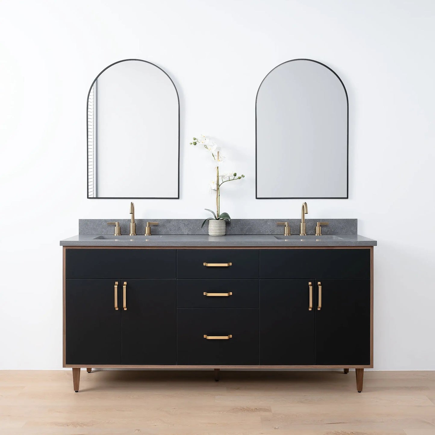 Sidney SLIM 72" Matte Black Bathroom Vanity, Double Sink - Teodor Vanities United States